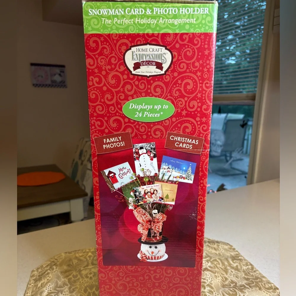 Festive Snowman Holiday Arrangement with Red and Green Accents Card Photo Holder - Picture 8 of 9